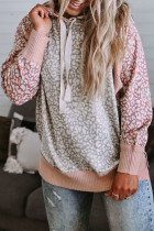 Pink Leopard Long Sleeve Hooded Sweatshirt