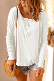 White Waffle Knit Henley Top