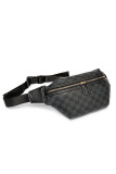 Black Plaid Zipper Clip Closure Funny Pack Waist Bag
