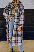Pocketed Open Button Long Length Plaid Jackets