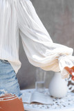 White Frilled Off The Shoulder Striped Blouse
