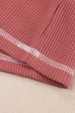 Contrast Stitching Trim Waffle Knit Pullover