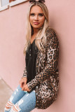 Leopard Long Sleeve Buttoned Front Cardigan
