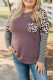 Brown Plus Size Leopard Pocket Top