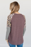 Brown Plus Size Leopard Pocket Top