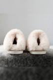 Winter Khaki Warm Fluffy Slippers 