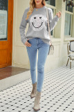 Smile Pattern Long Sleeve Pullover Sweater