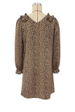 V Neck Leopard Ruffle Mini Dress