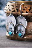 Metal Moon Shape Turquoise Earrings MOQ 5PCS
