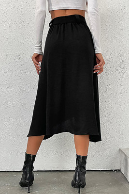 High Wasit Button Split Skirt Dress 