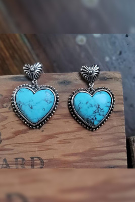 Valentine's Day Heart Shape 	Turquoise Earrings MOQ 5PCS 