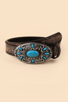 Western Turquoise Blue Stone PU Leather Belts