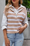 Zipper Stripes Knitting Sweater Vest