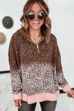 Leopard Half Zip Hooded Sweatshirt