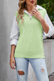 Solid Color Sleeveless Zipper Knitting Sweater Vest