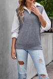 Solid Color Sleeveless Zipper Knitting Sweater Vest