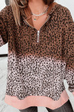 Leopard Half Zip Hooded Sweatshirt
