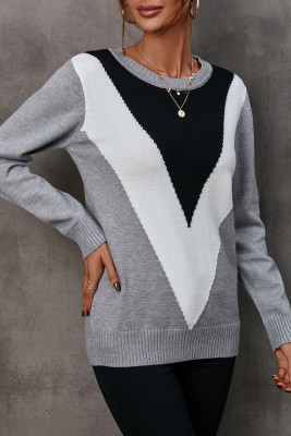 Colorblock Splicing Knitting Sweater 