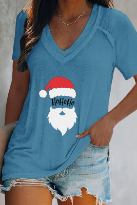 Ho Ho Ho，Christmas V Neck Graphic Tee Unishe Wholesale