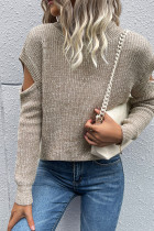Turtleneck Hollow Out Sleeve Knitting Sweater 