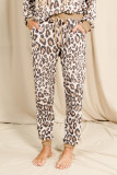 Leopard Print Long Sleeve Top and Drawstring Pants Loungewear