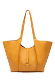 Solid Color Large Capacity Leather Tote Bag MOQ 3PCS