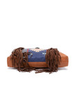Brown PU Splicing Aztec Knit Tassel Crossbody Bag MOQ 3pcs