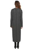 Gray-2 Cable Knit Open Front Long Cardigan
