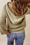 Green Henley V Neck Hooded Sweater