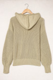 Green Henley V Neck Hooded Sweater