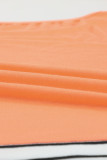 Orange Rhinestone Beading Striped Patchwork Long Sleeve Top