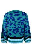 Leopard Stripes Patchwork Kniting Sweater 