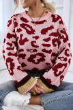 Leopard Stripes Patchwork Kniting Sweater 