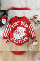 Don't Stop Believing Santa Printed Baby Rompers