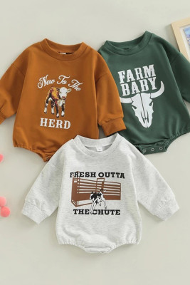 Farm Baby Printed Long Sleeves Baby Rompers