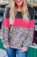 Leopard Color Block Leopard Patchwork Puff Sleeve Top