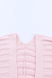 Pink Ribbed Open Front Knit Cardigan