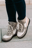 Lace Up Leopard Hiking Ankle Boots