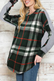 Plaid Crew Neck Long Sleeves Top