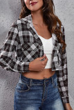 Buttoned Plaid Short Jacket With Pockets 