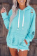 Tuirquoise Solid Ripped Hooded Sweatshirt with Kangaroo Pocket