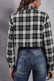 Buttoned Plaid Short Jacket With Pockets 
