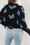 Frayed Butterfly Knit Short Length Knit Sweaters