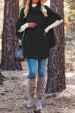 Cable Knit Turtleneck Split Knitting Sweater 