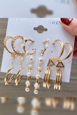Alloy and Pearl Retro Earrings 6 Pairs Set 