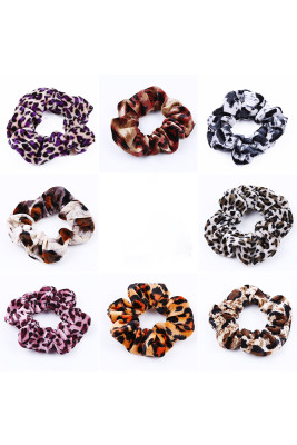 Leopard Print Velvet Scrunchie Hairbands MOQ 5pcs