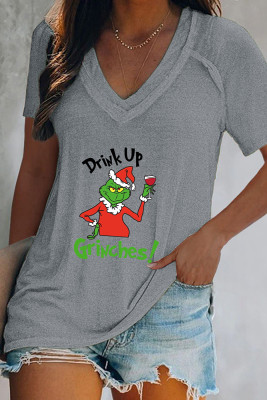 Drink Up Grinches V Neck Graphic Tee Unishe Wholesale