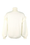 Plain Turtleneck Ruffle Long Sleeve Knitting Sweater 