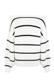 Off Shoulder Pin Striped Knit Sweaters