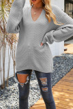 Plain V Neck Knitting Pullover Sweater 